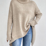 Oversized coltrui met zachte knit en verlengde achterkant