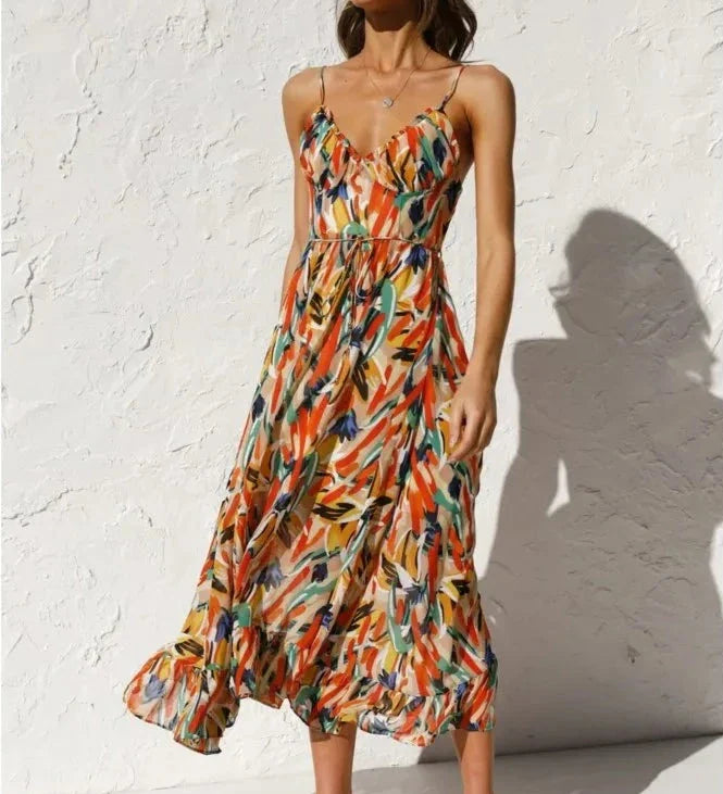 Alayna | Midi jurk met kleurrijk design en comfortabele pasvorm