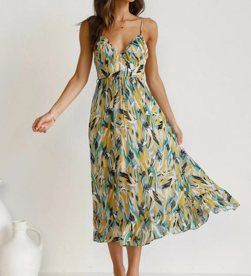 Alayna | Midi jurk met kleurrijk design en comfortabele pasvorm