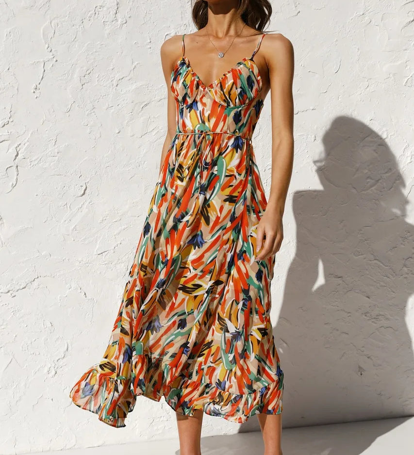 Alayna | Midi jurk met kleurrijk design en comfortabele pasvorm