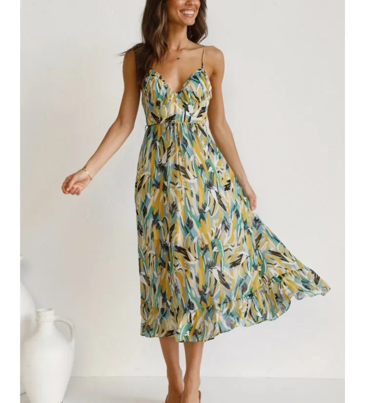 Alayna | Midi jurk met kleurrijk design en comfortabele pasvorm