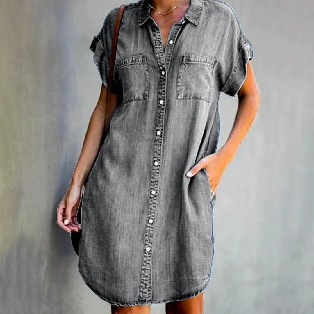 Kallie | Denim jurk met casual pasvorm en tijdloze denim look