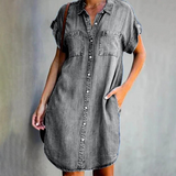 Kallie | Denim jurk met casual pasvorm en tijdloze denim look