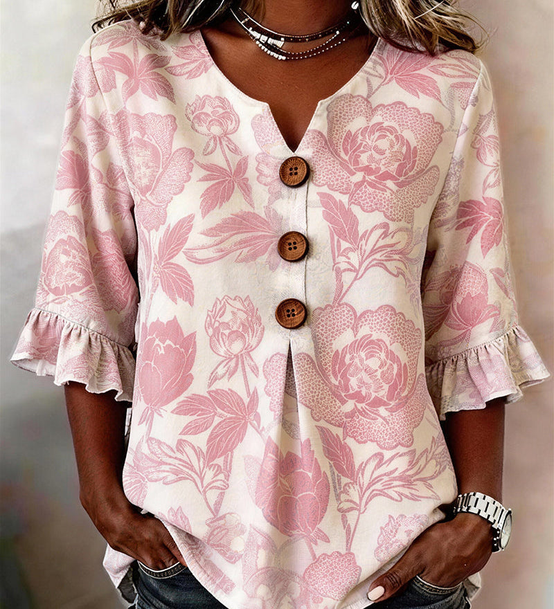 Blouse met bloemenprint en V-hals voor een frisse look