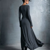 Maxi-jurk met wikkelontwerp en zijden knoop voor elegante look