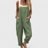 Olivia | Comfortabele Olijfgroene Salopette met Zakken