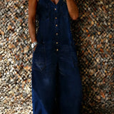 Teagan | Denim jumpsuit met spaghettibandjes en relaxte pasvorm