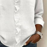 Blouse met V-hals en ruches voor een elegante uitstraling