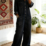 Lainey | Denim jumpsuit met kraag en losvallende pasvorm