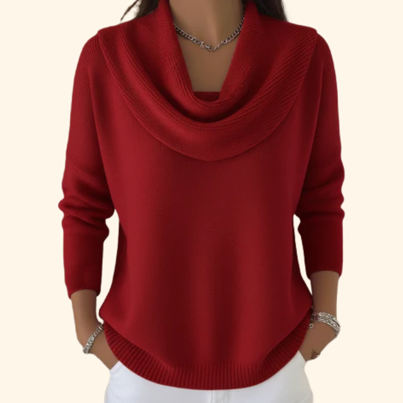 Sweater met watervalhals en zachte knit voor elegante look