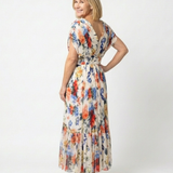 Savannah | Mouwloze plissé midi jurk
