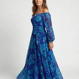 Aspen | Maxi Jurk met Ontblote Schouders en Bloemen