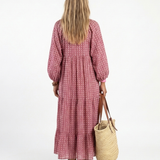 Arlette | Midi-jurk met geometrische print en lange mouwen