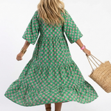 Fiora | Midi-jurk met bloemenprint en V-hals