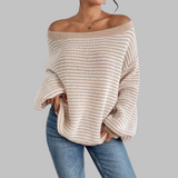 Sweater met off-shoulder halslijn en gestreept design