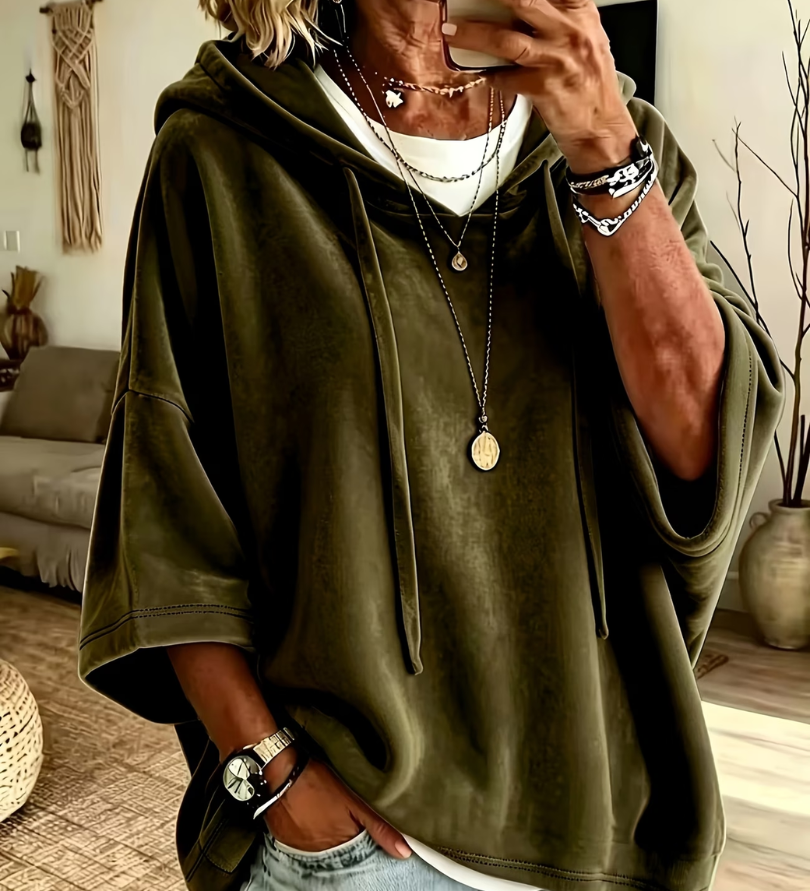 Luana | Oversized Hoodie met Korte Mouwen