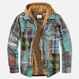 Winterjas met patchwork ruitpatroon en elegante pasvorm