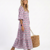 Mireya | Midi-jurk met lange mouwen en geometrische print