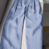 Feline | Brede Pantalon in Katoen en Linnen Mix