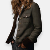 Tweed jasje met fluwelen details en tijdloze uitstraling