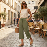 Wide Leg Broek met vloeiende pasvorm en gestructureerde taille