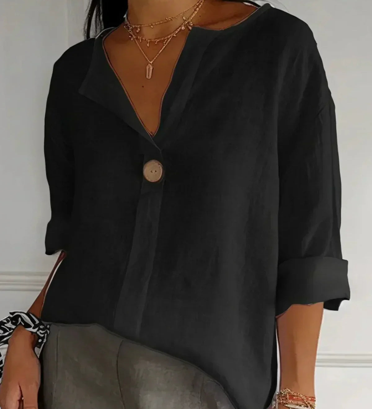 Blouse met V-hals en knopen voor dagelijks gebruik