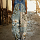 Eveline | Denim jumpsuit met patchwork bloemenprint en losse pasvorm