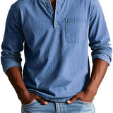 Henley shirt met vintage look en lange mouwen