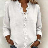 Blouse met V-hals en ruches voor een elegante uitstraling