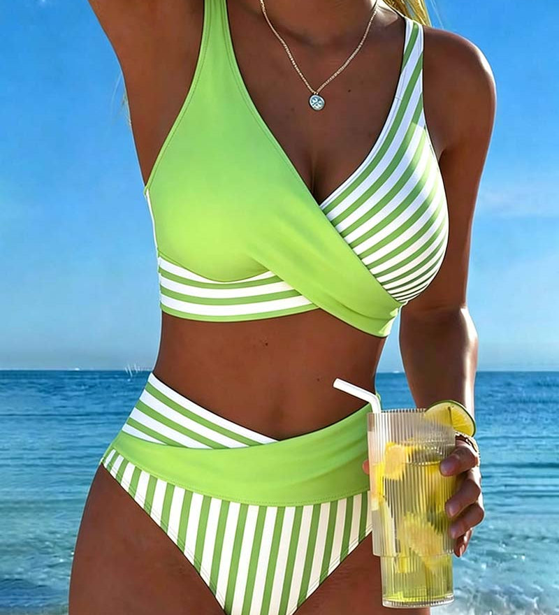 Bikini Kruzende Strepen Gedrukt