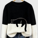 Hoodie met kattenprint en zachte katoenmix voor casual comfort