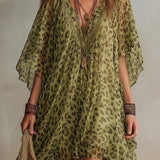 Aurore | Luchtige Chiffon Jurk met Luipaardprint