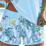 Tankini Stijlvolle Zeeprint Splits