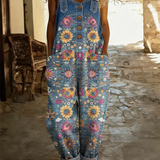 Julianna | Denim jumpsuit met patchwork en vintage bloemenprint