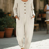 Renske | Denim jumpsuit met lange mouwen en relaxte pasvorm