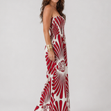 Celeste | Strapless Maxi Jurk met Abstracte Print