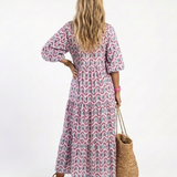 Mireya | Midi-jurk met lange mouwen en geometrische print