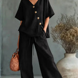 Celia Conjunto con Escote en V y Botones