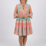 Maelle | Jurk met V-hals en geometrische print, knielengte