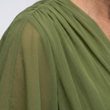 Elysia | Midi jurk met draping, V-hals en tailleband
