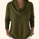 Sweater met watervalhals en zachte knit voor elegante look