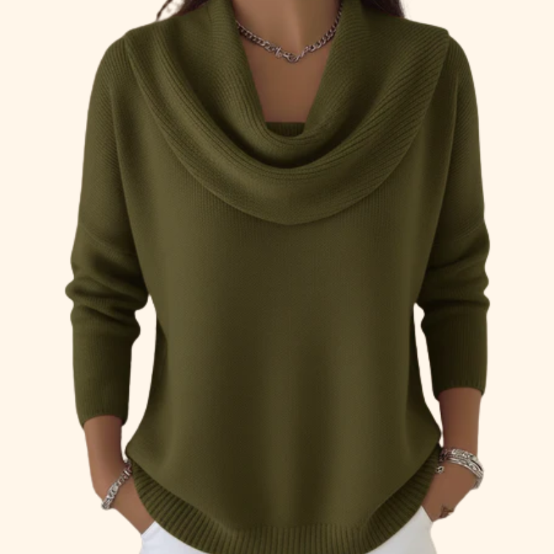 Sweater met watervalhals en zachte knit voor elegante look