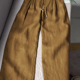 Feline | Brede Pantalon in Katoen en Linnen Mix