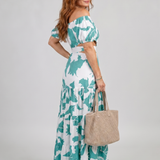 Elena | Off-Shoulder Maxi Jurk met Gelaagde Rok