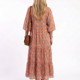 Amara | Midi jurk met V-hals en geometrisch patroon