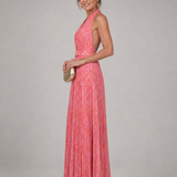 Aurélie | Halter Maxi Jurk met Geplooide Rok