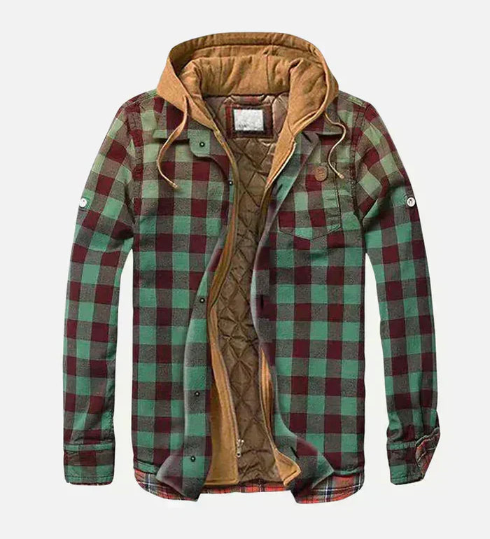 Winterjas met patchwork ruitpatroon en elegante pasvorm
