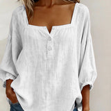 Blouse met vierkante hals en knoopsluiting voor een ontspannen look