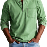 Henley shirt met vintage look en knoopsluiting voor heren