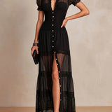 Gillian | Elegante lange jurk met kanten details